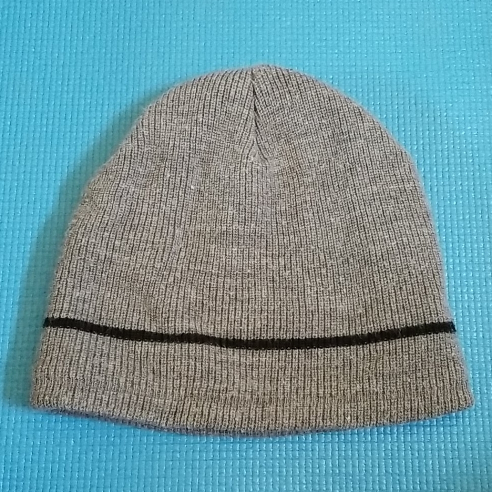 Grey Beanie with Black Stripe